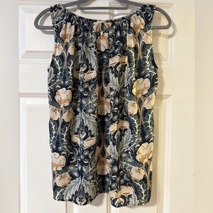 LOFT Patterned Sleeveless Top in Cream and Black outlet